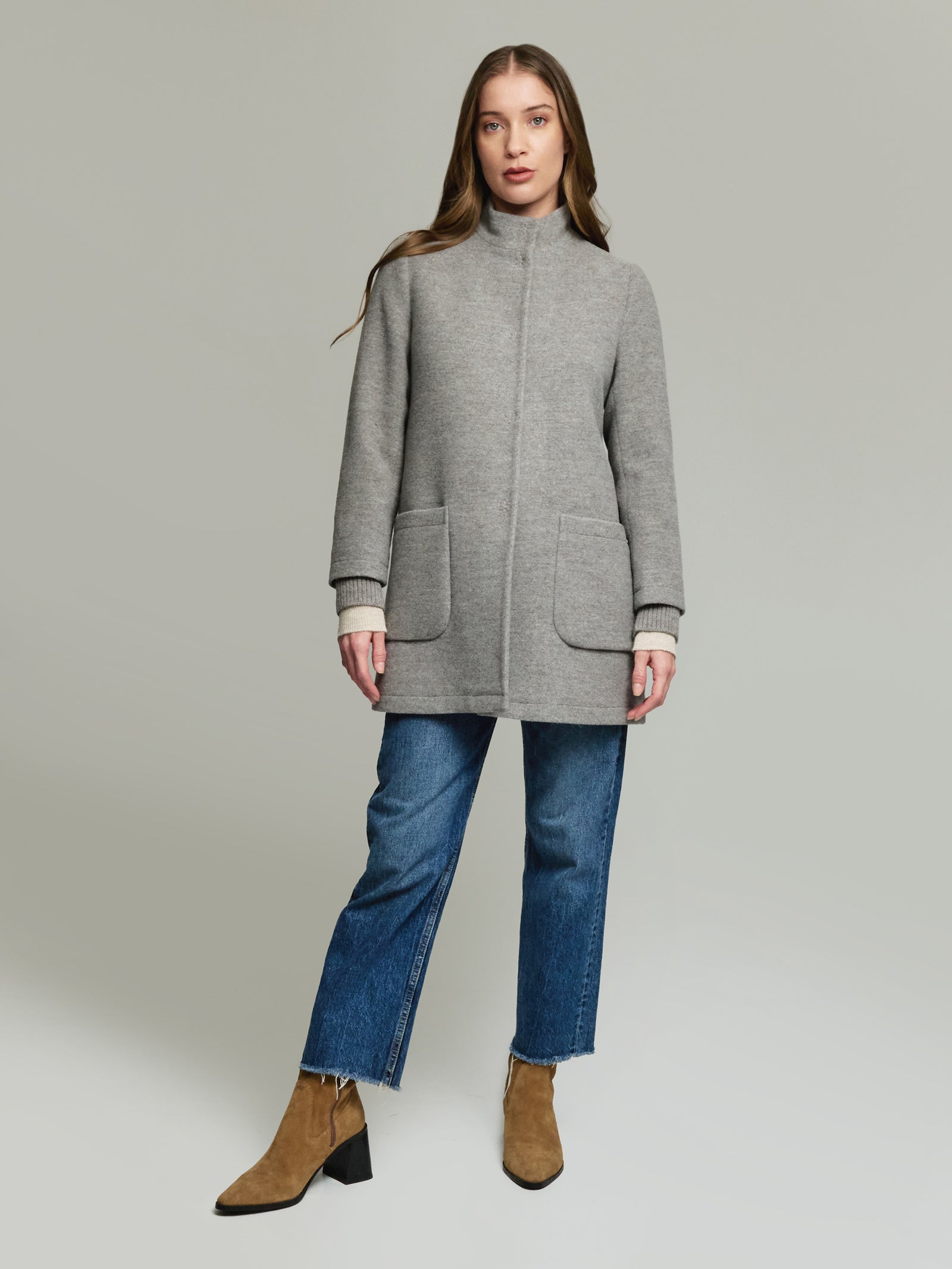 Abrigo Ynes De Baby Alpaca & Lana Color Gris