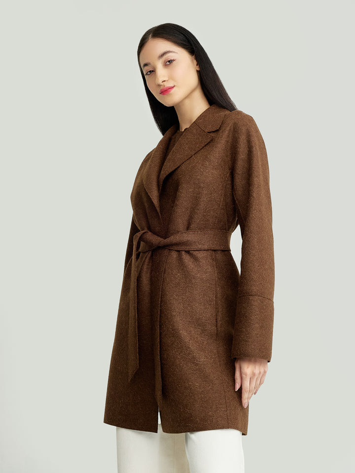 Yrene Alpaca Coat in Brown