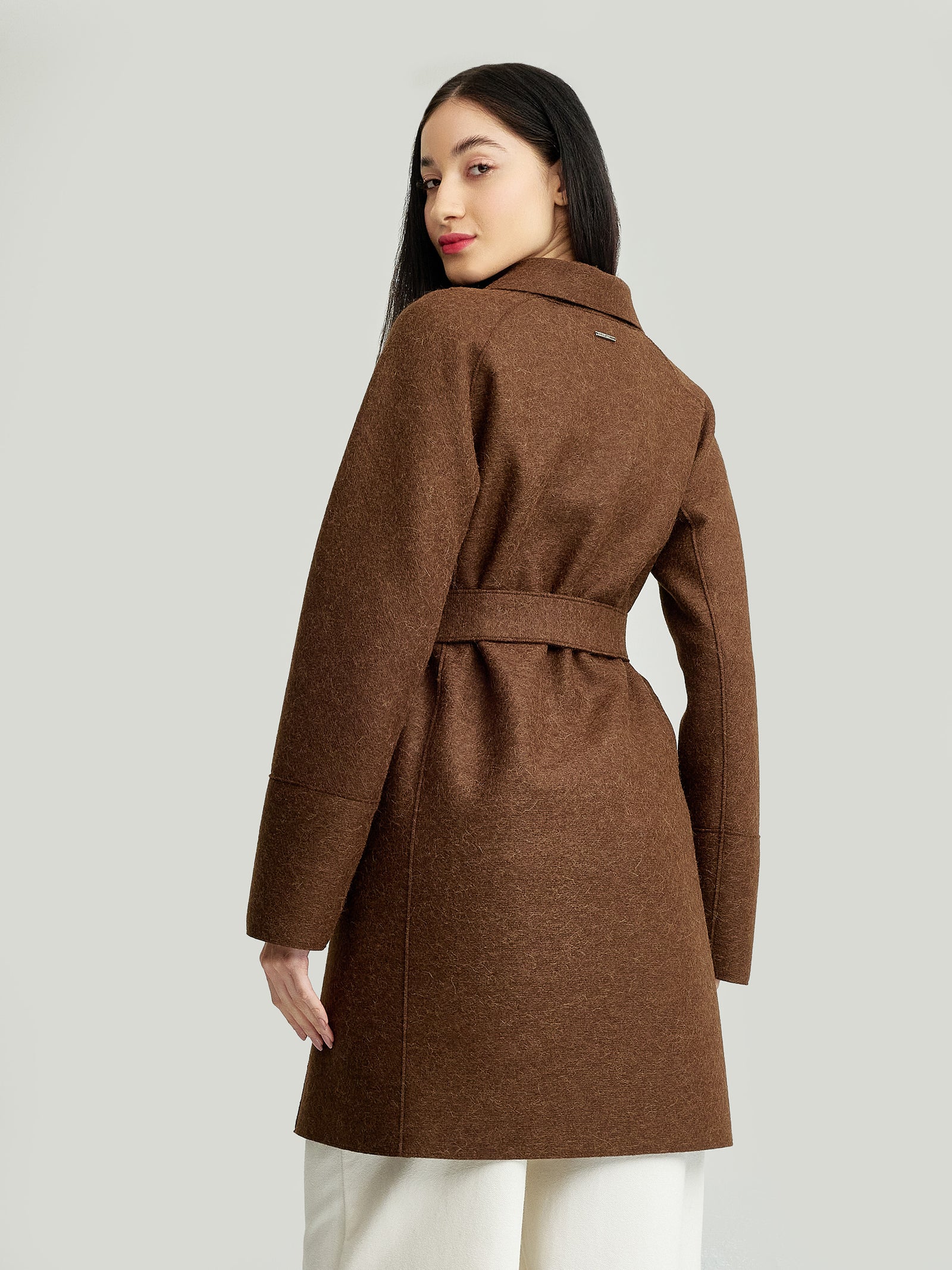 Yrene Alpaca Coat in Brown