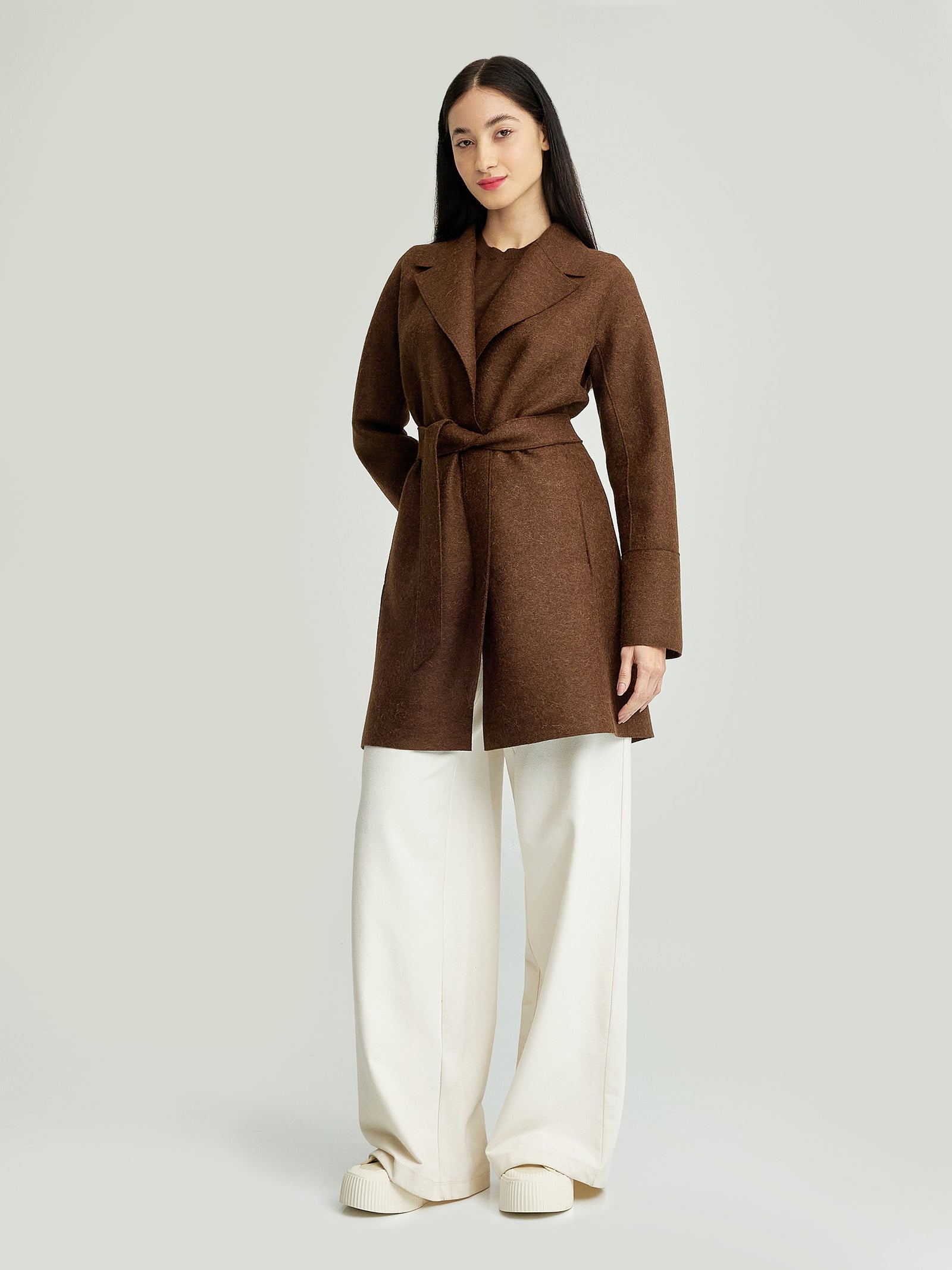 Yrene Alpaca Coat in Brown