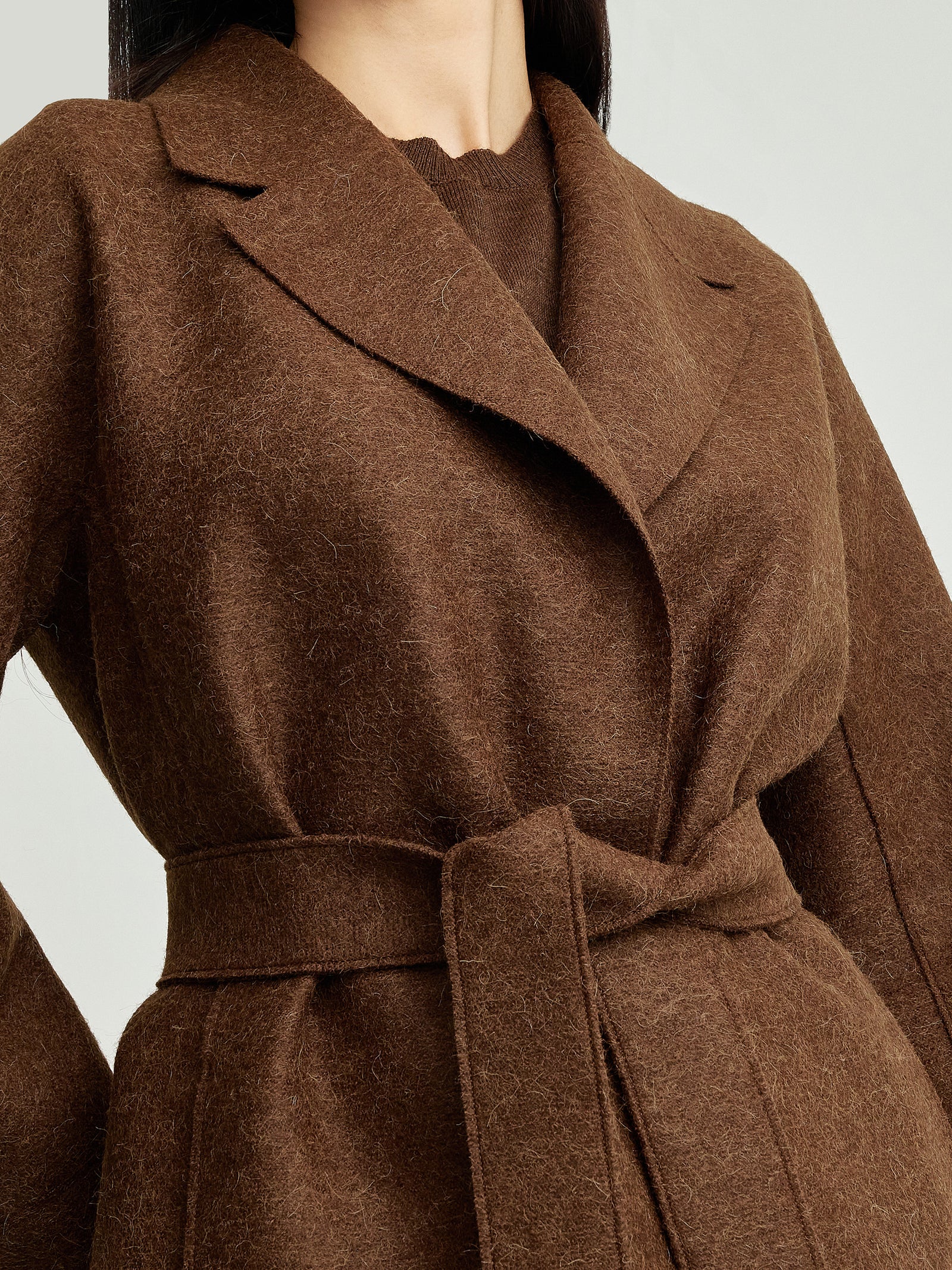 Yrene Alpaca Coat in Brown