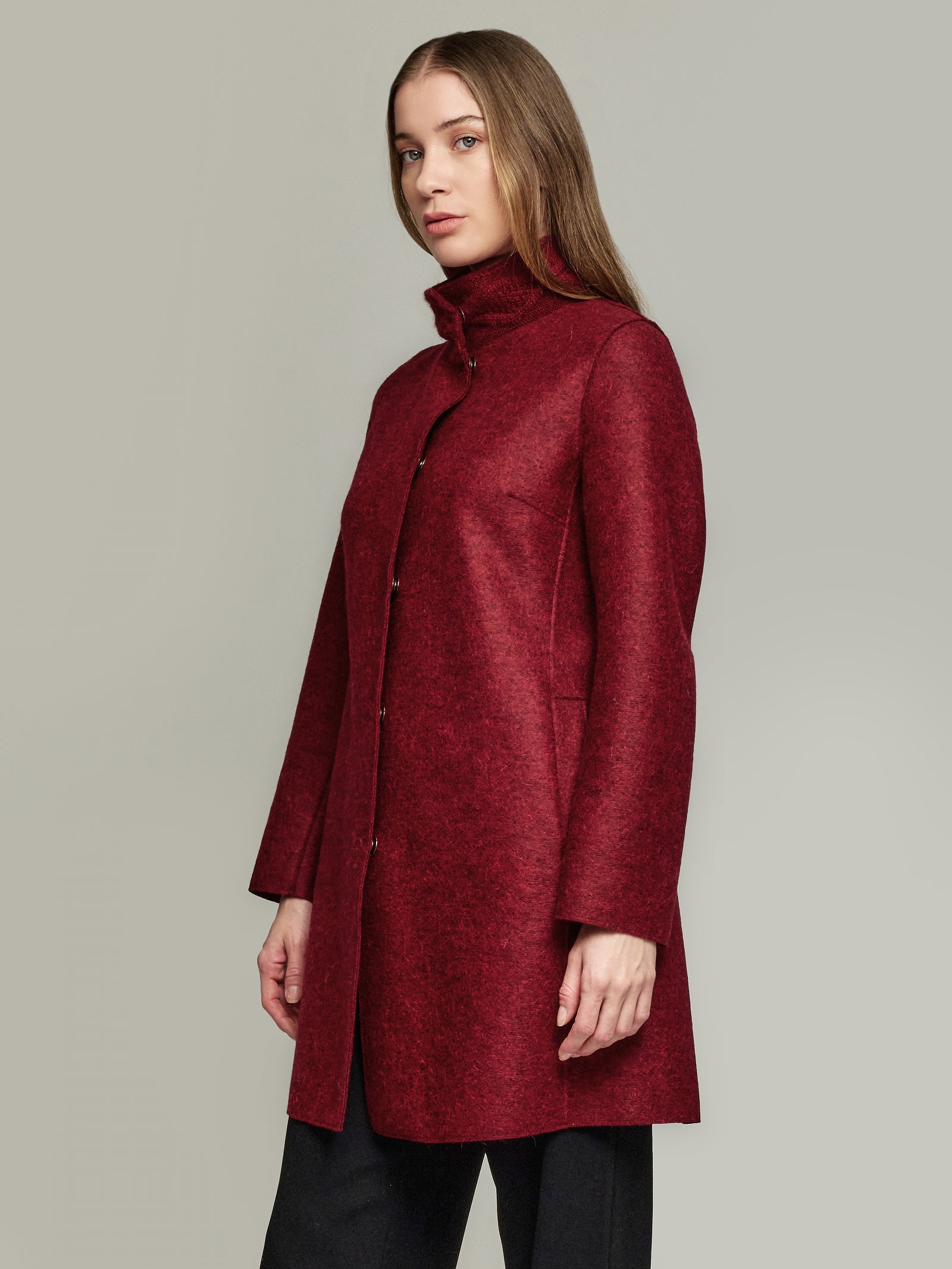 Yoko Alpaca Coat in Red
