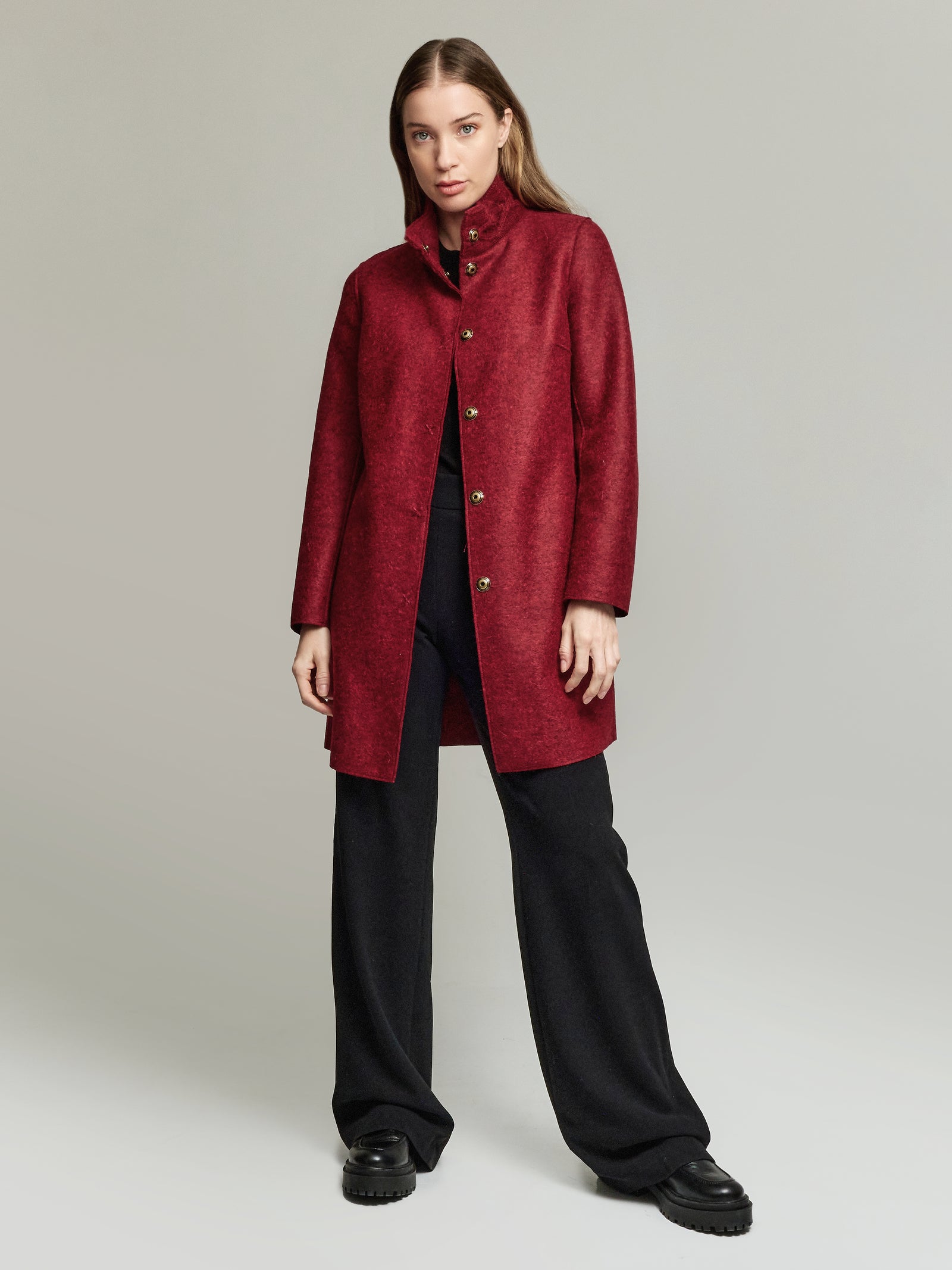 Yoko Alpaca Coat in Red