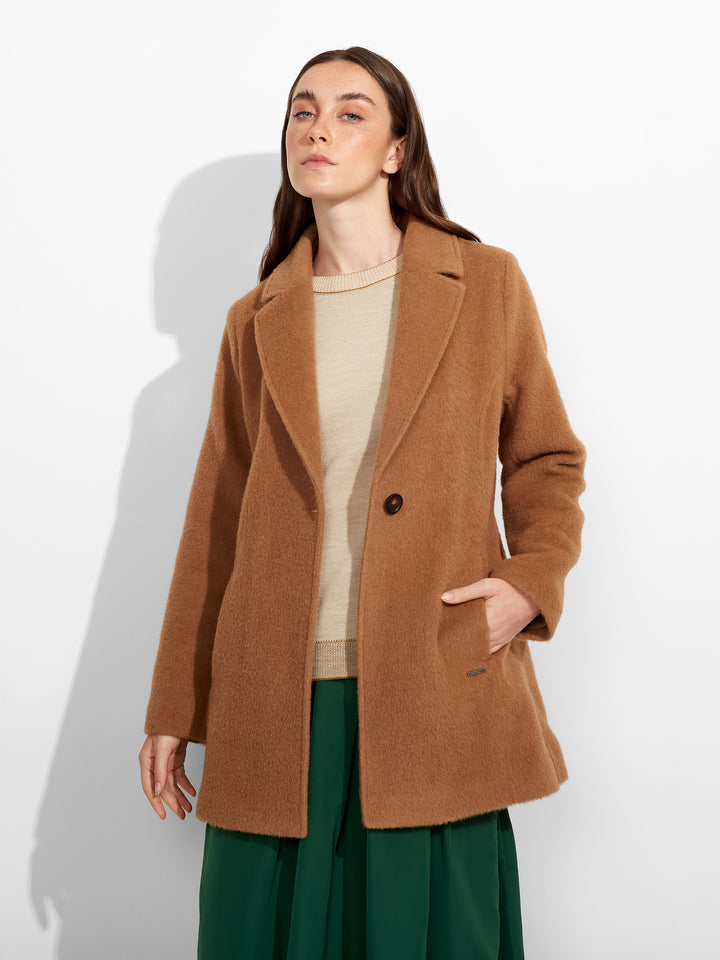 Abrigo Zaza De Alpaca Color Camel