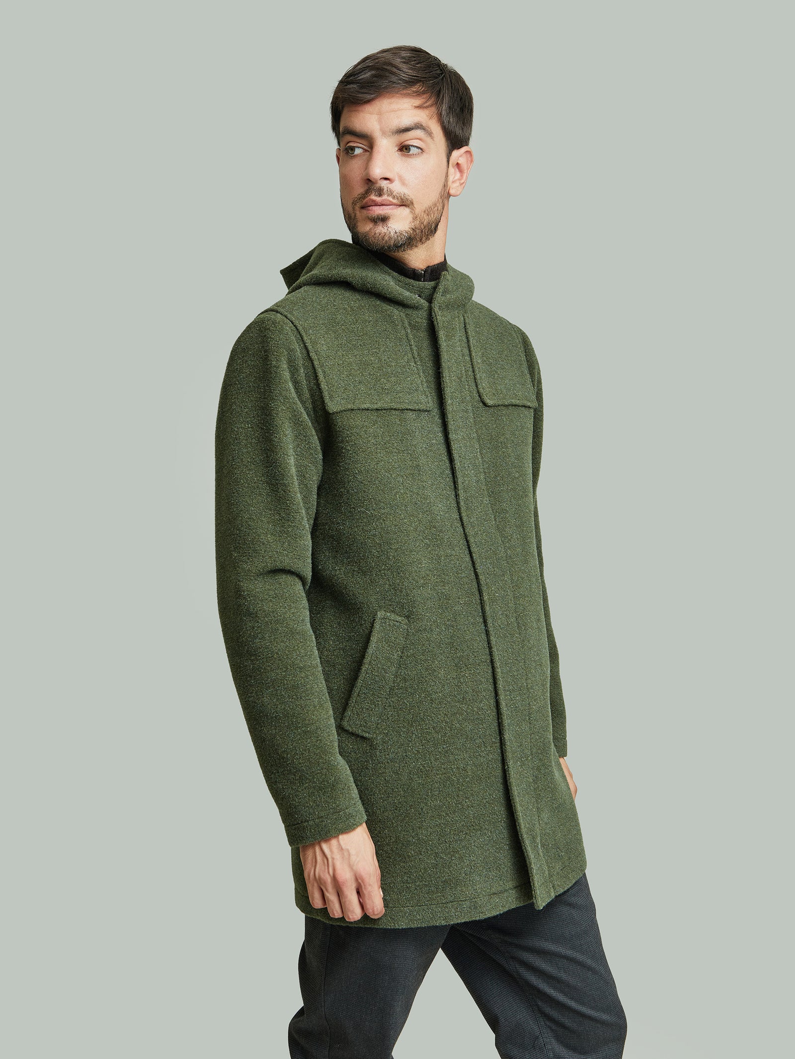 Yared Coat Made of Wool &amp; Alpaca in Green