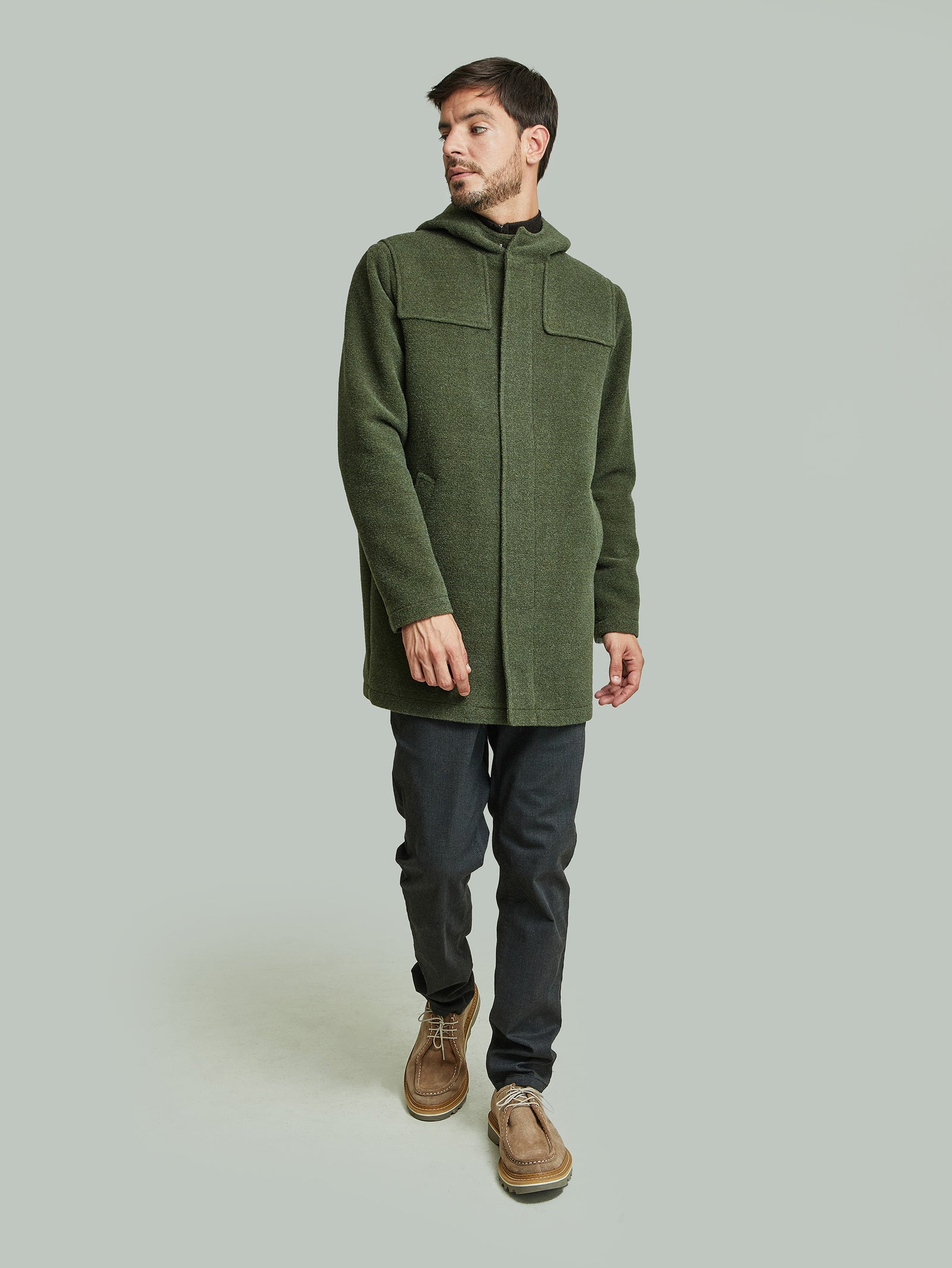 Yared Coat Made of Wool &amp; Alpaca in Green