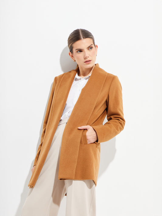 Camel-colored Vicuña Swing Short Coat