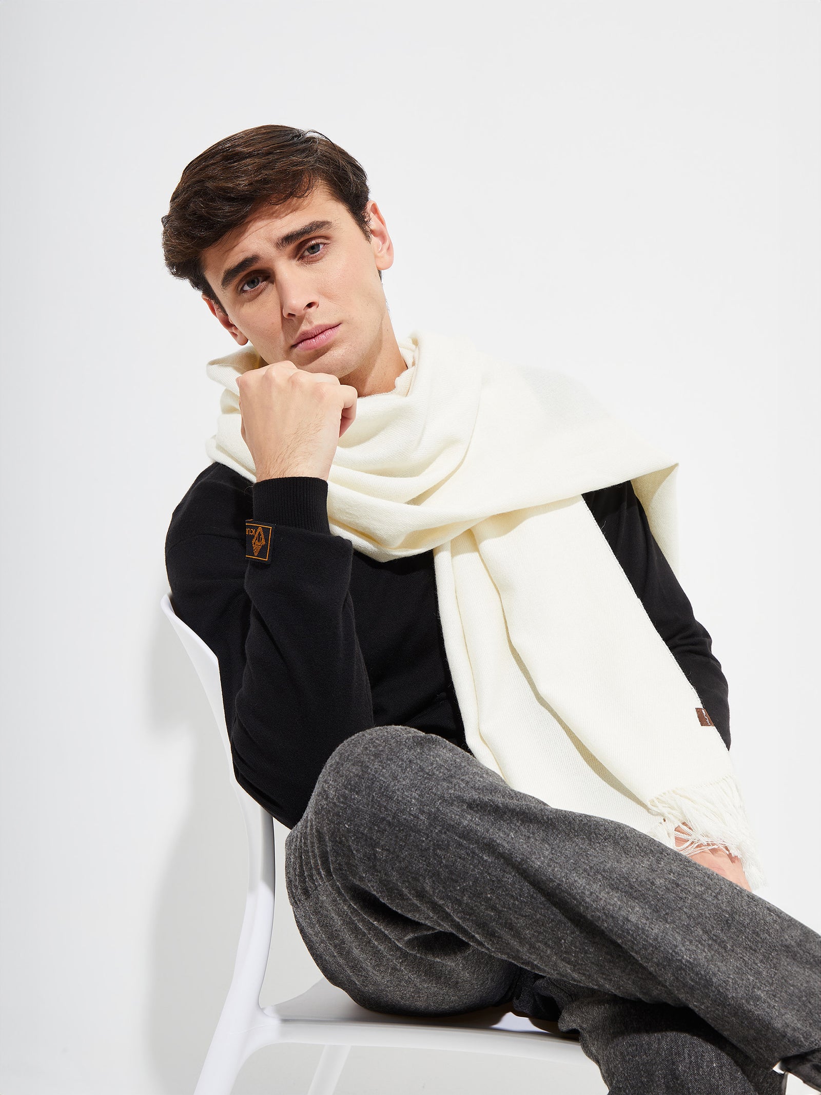 Jee Stole From Royal Alpaca In White