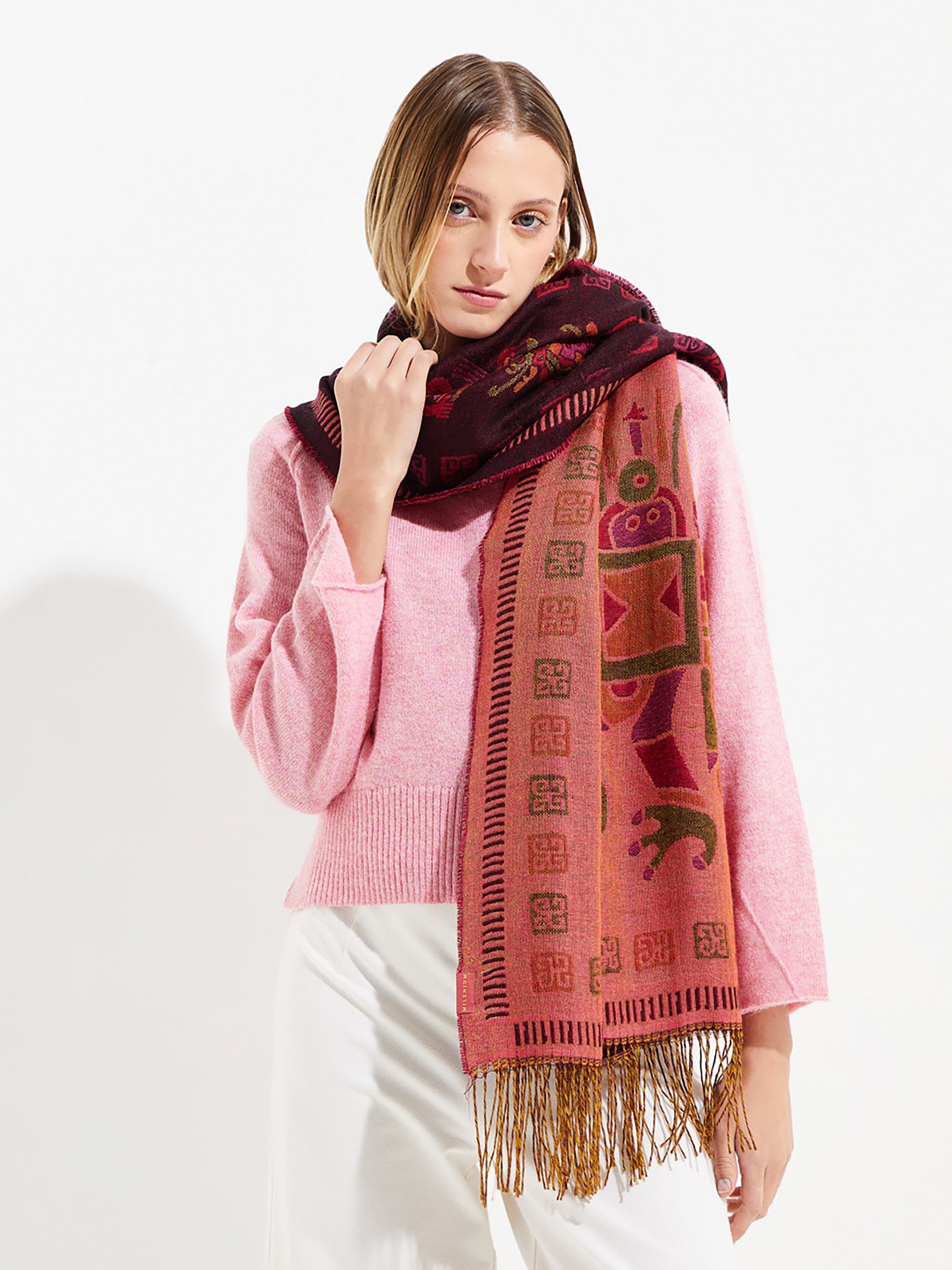 Nazca Stole - 9 Multicolor Baby Alpaca