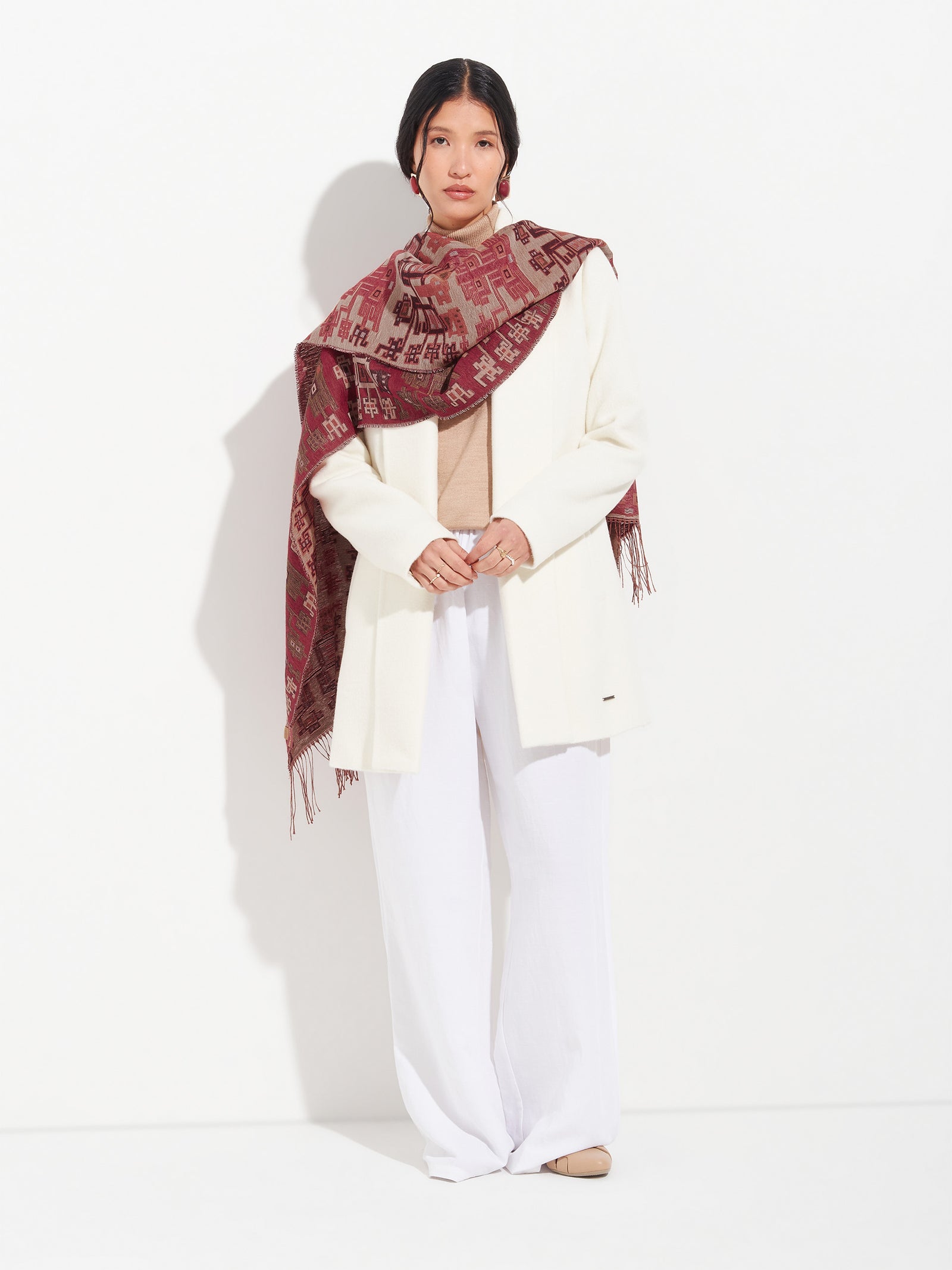 Estola Nazca - 52 De Baby Alpaca Color Rojo