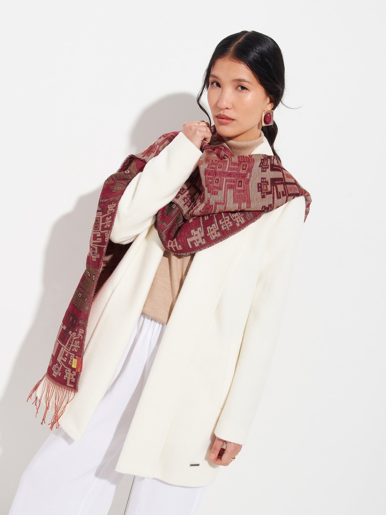 Estola Nazca - 52 De Baby Alpaca Color Rojo