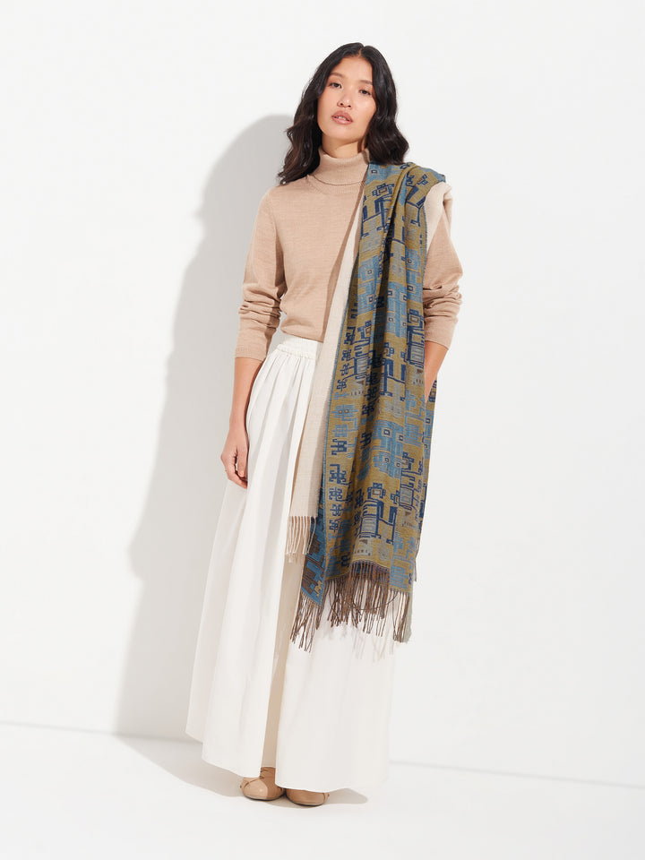 Nazca Stole - 52 Baby Alpaca Blue
