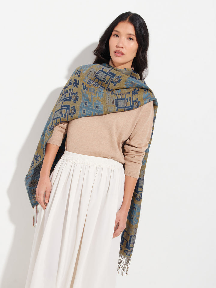 Nazca Stole - 52 Baby Alpaca Blue