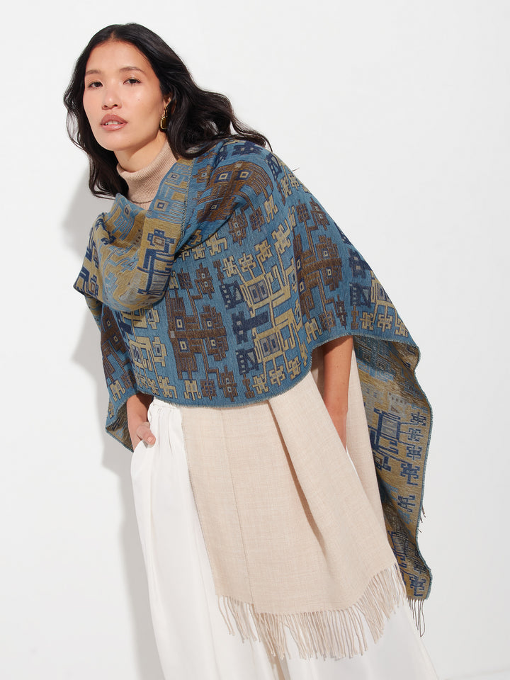 Nazca Stole - 52 Baby Alpaca Blue