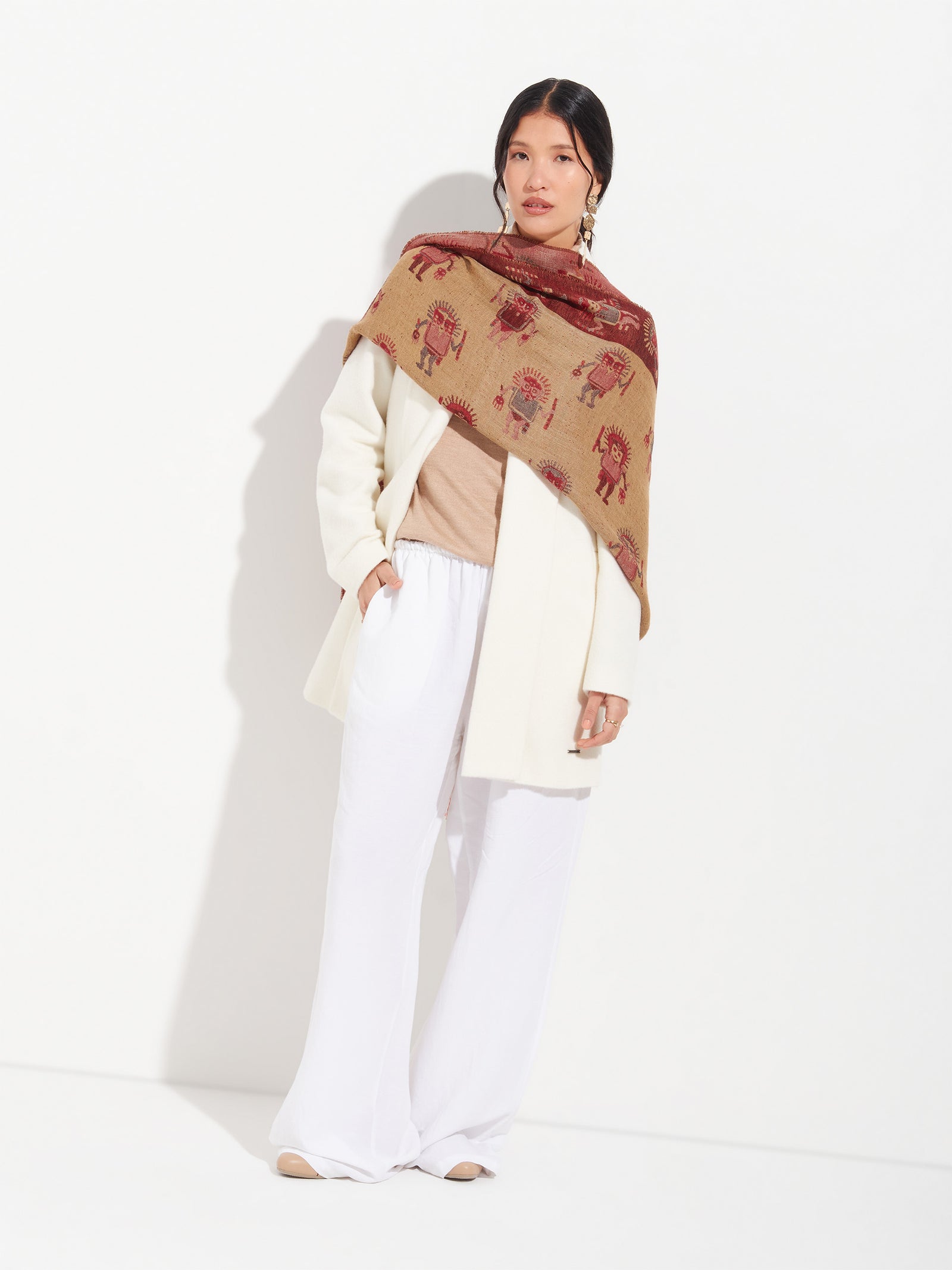 Estola Nazca - 53 De Baby Alpaca Color Rojo