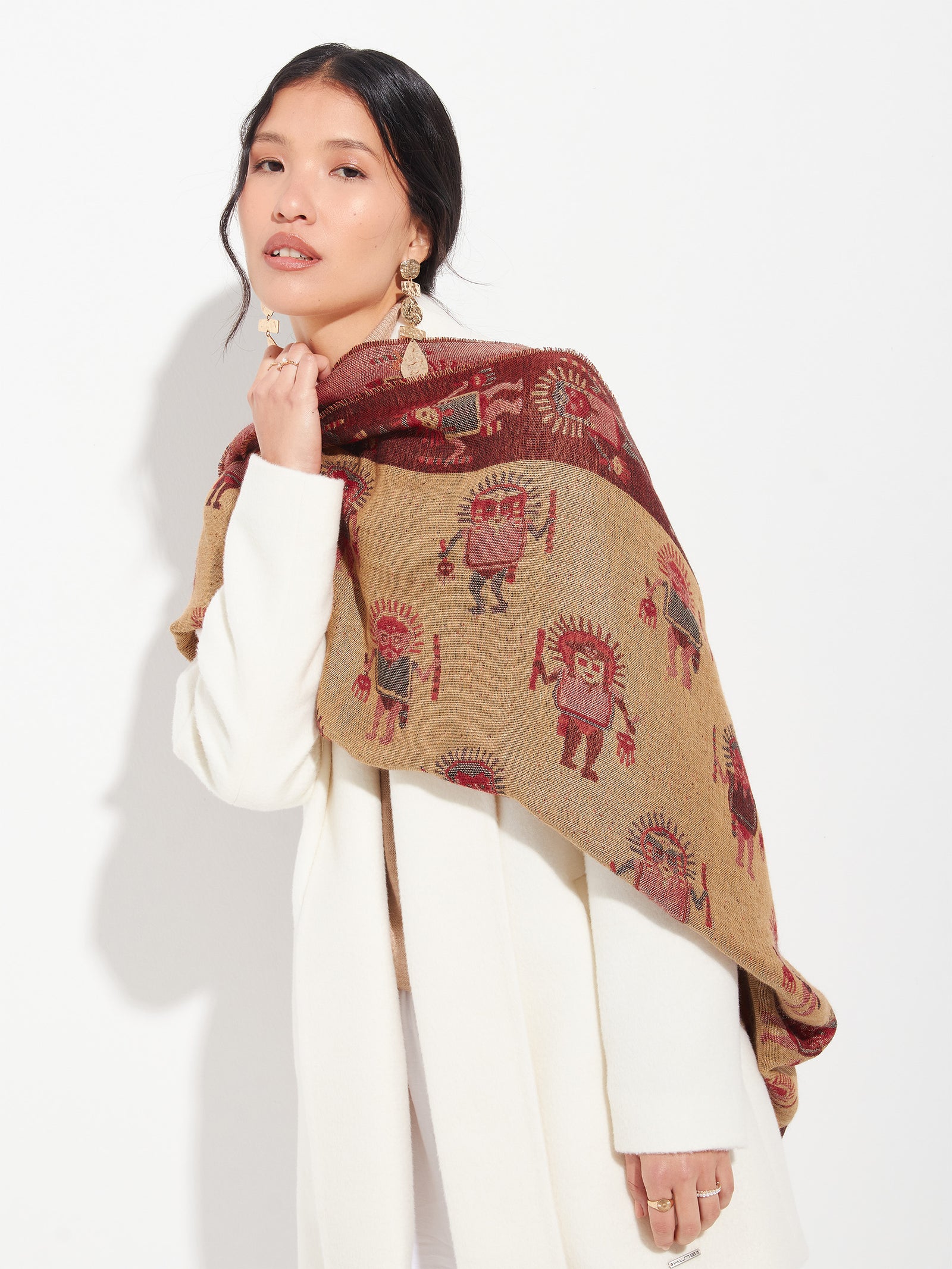 Estola Nazca - 53 De Baby Alpaca Color Rojo