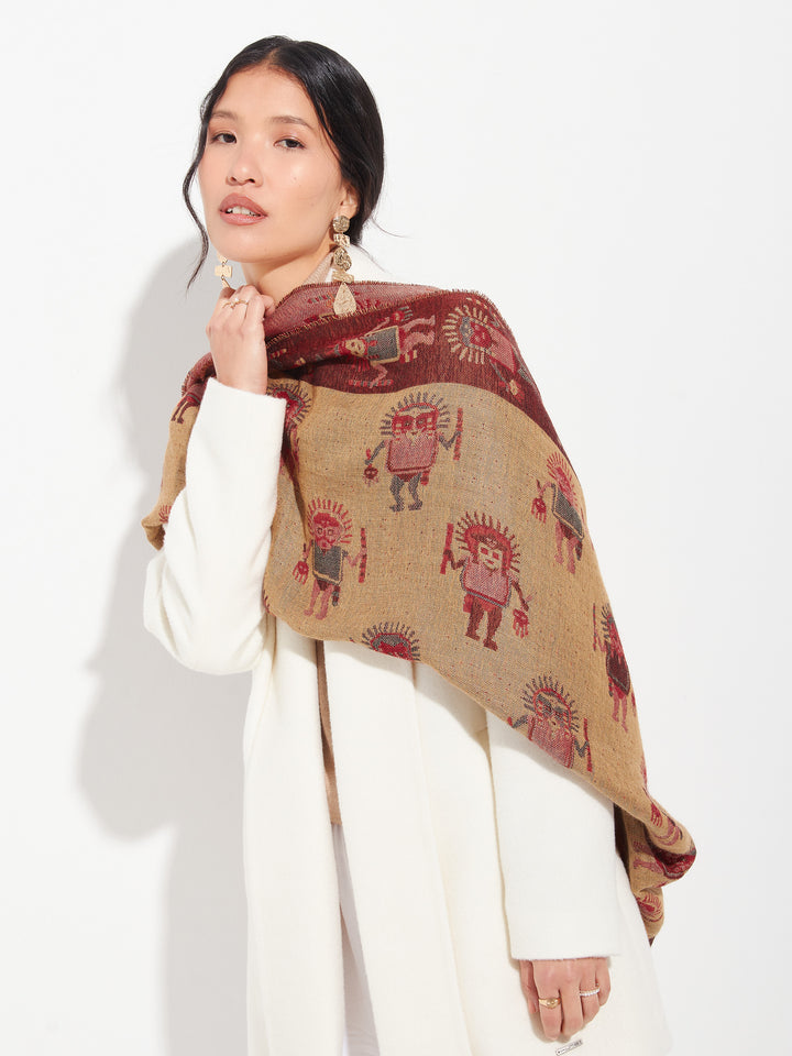 Nazca Stole - 53 Red Baby Alpaca