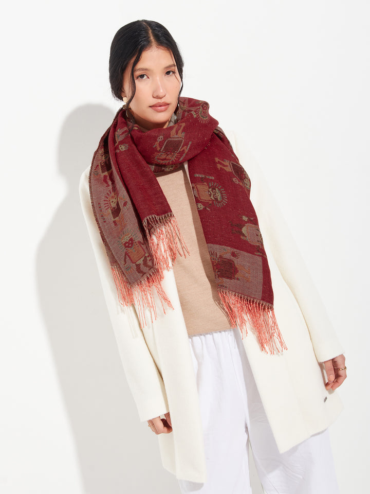 Nazca Stole - 53 Red Baby Alpaca