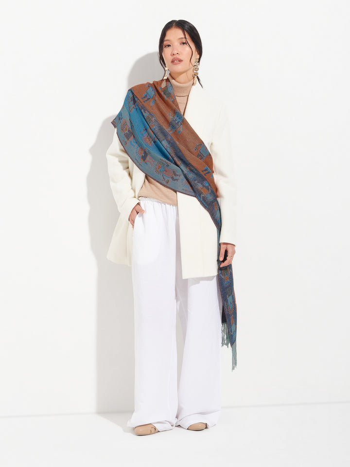 Nazca Stole - 53 Baby Alpaca Blue