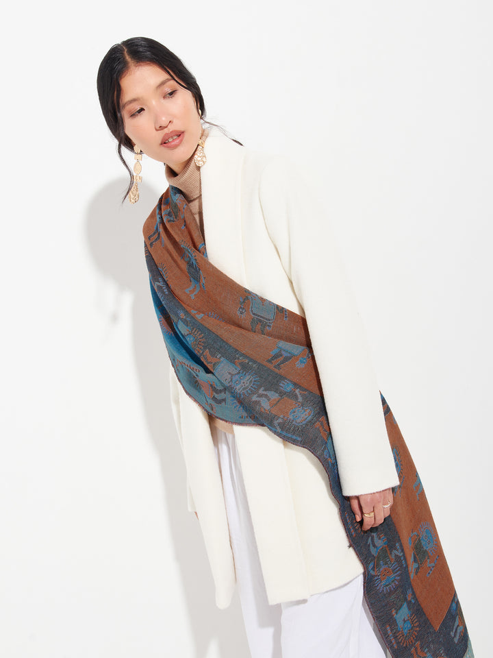 Nazca Stole - 53 Baby Alpaca Blue