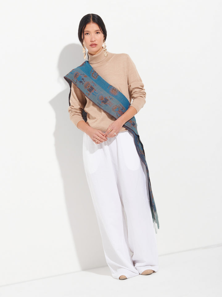 Nazca Stole - 53 Baby Alpaca Blue