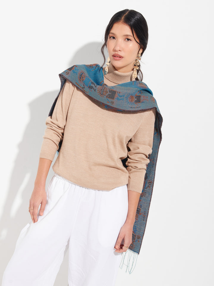 Nazca Stole - 53 Baby Alpaca Blue