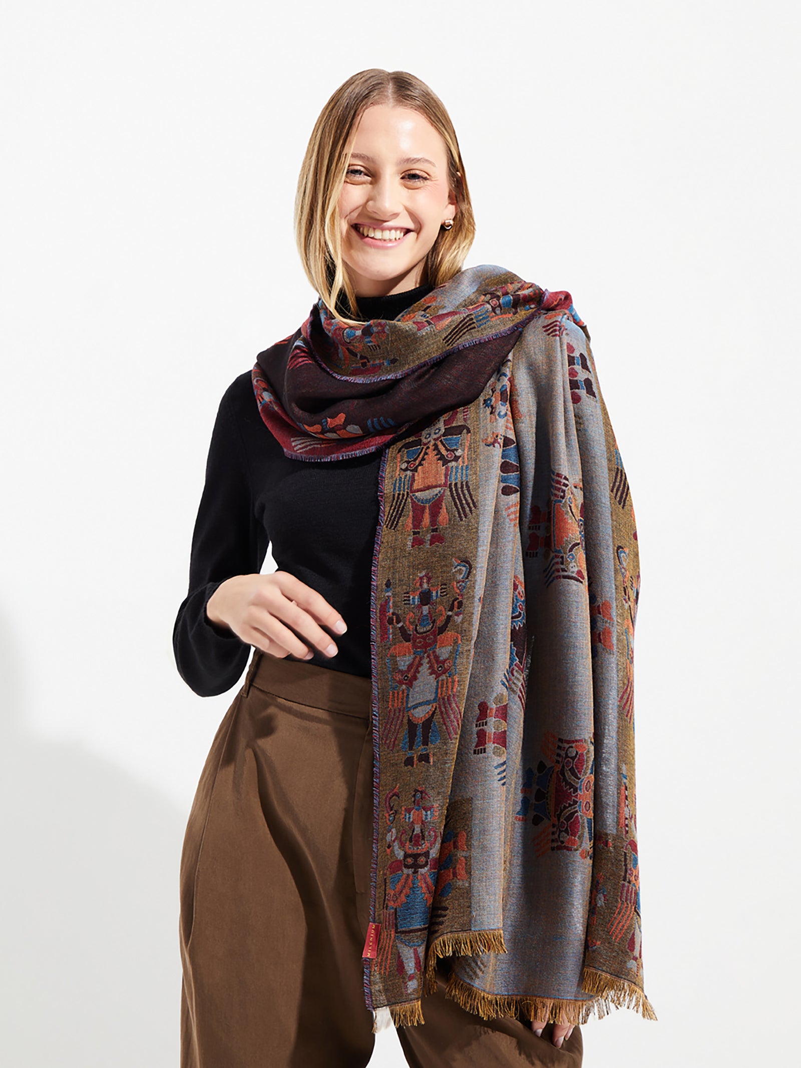 Nazca Stole - 28 Royal Alpaca Black
