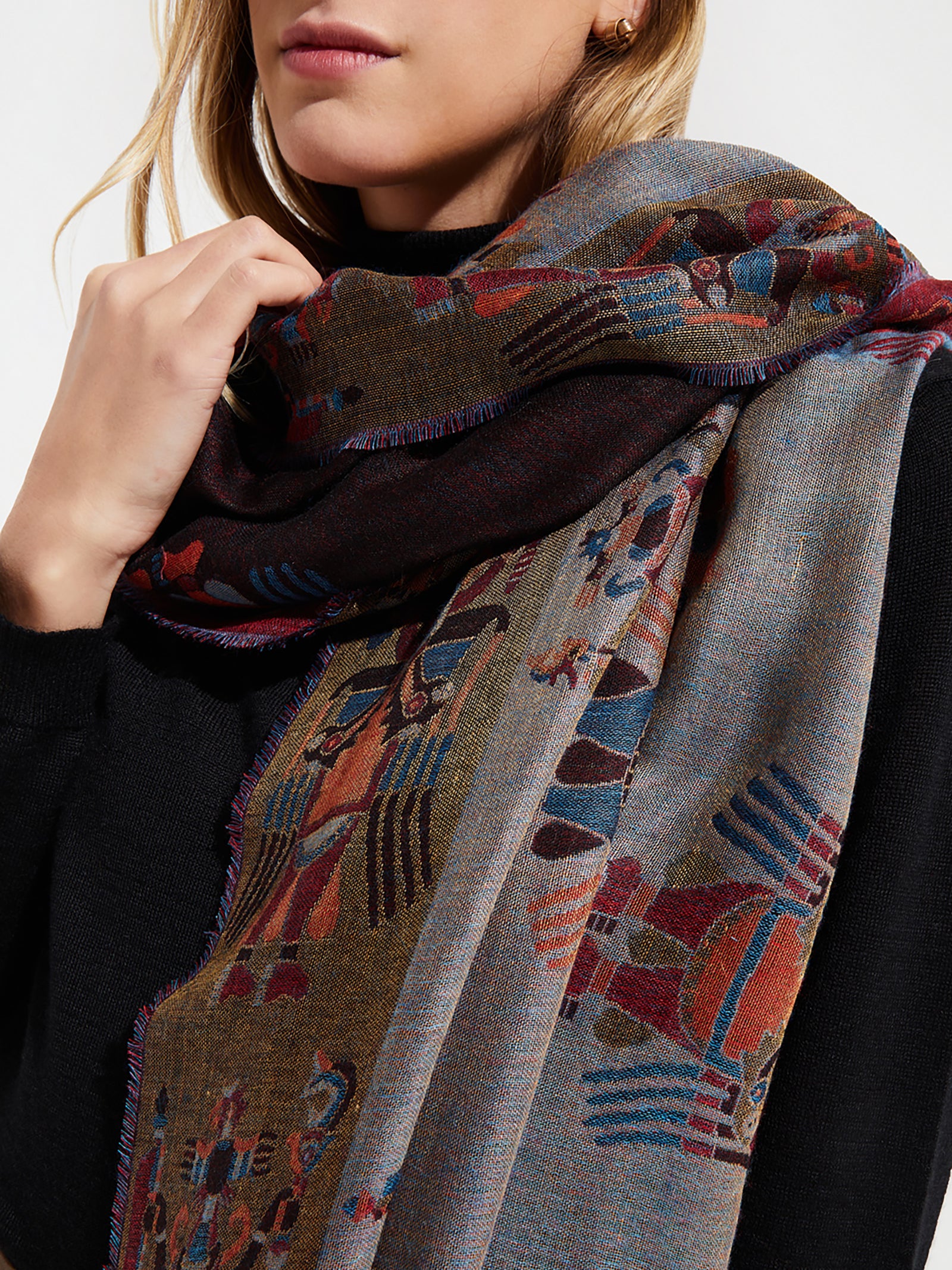 Nazca Stole - 28 Royal Alpaca Black