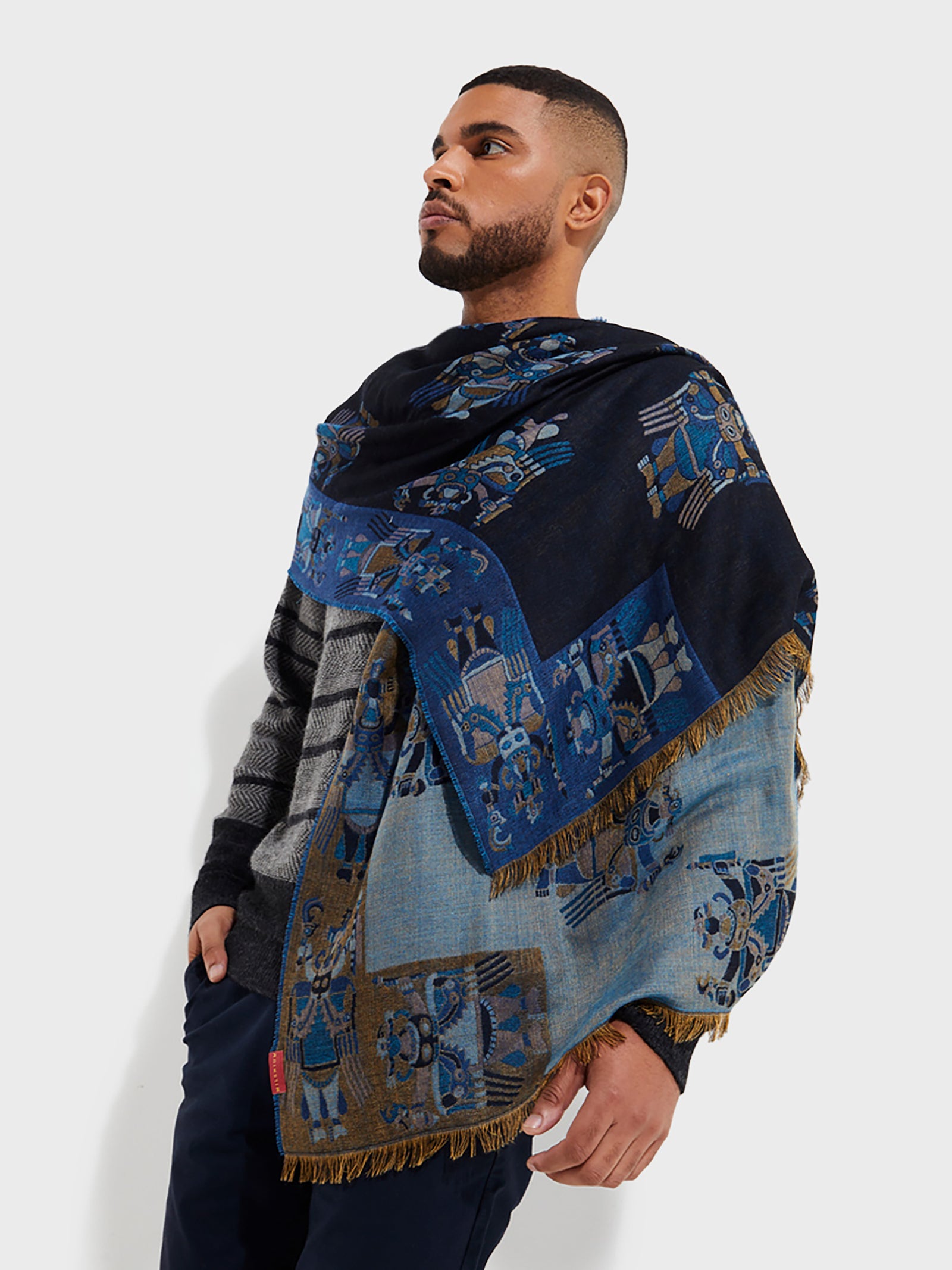 Nazca Stole - 28 Royal Alpaca Black