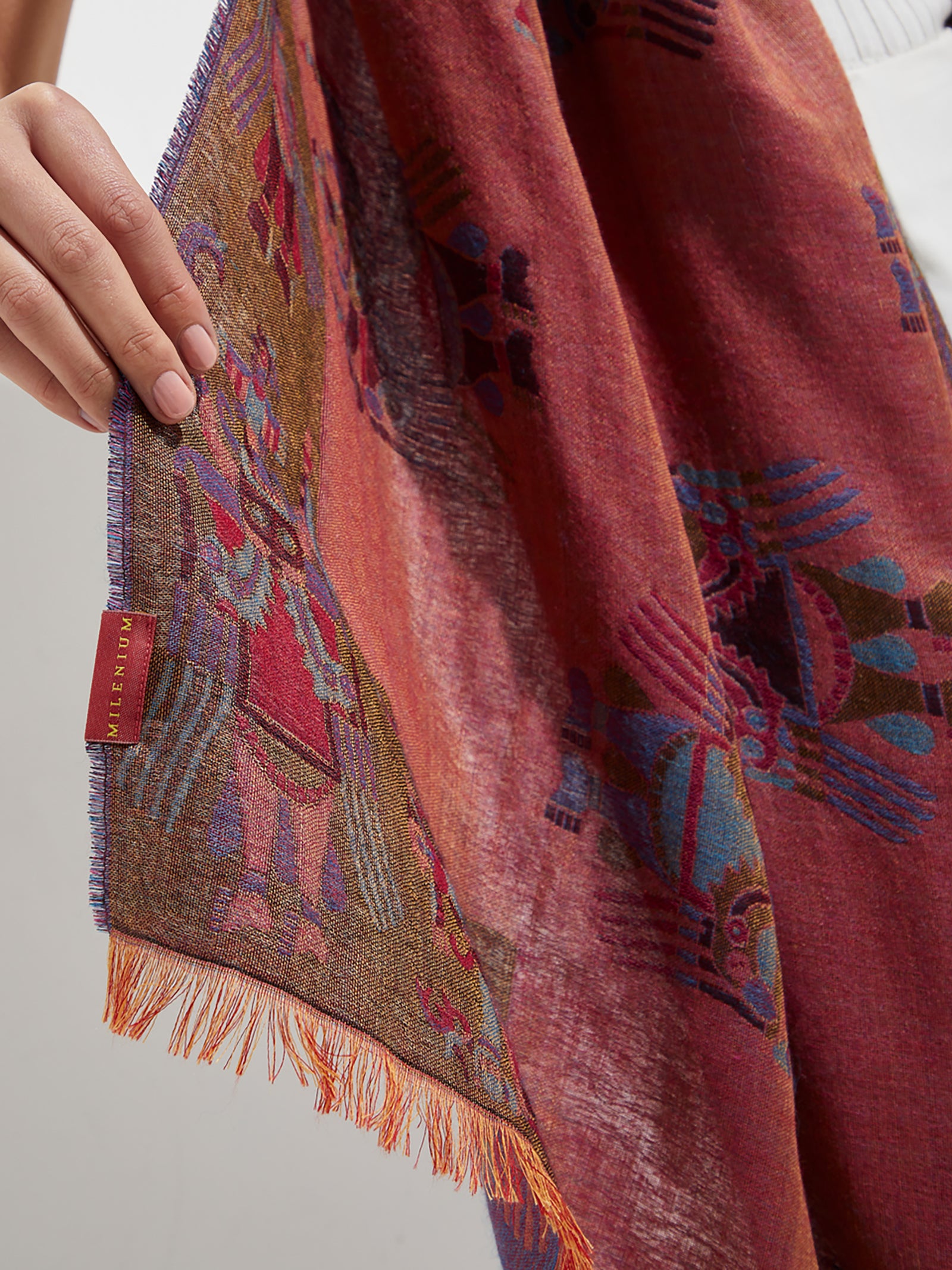 Nazca Stole - 28 Royal Alpaca and Silk in Garnet