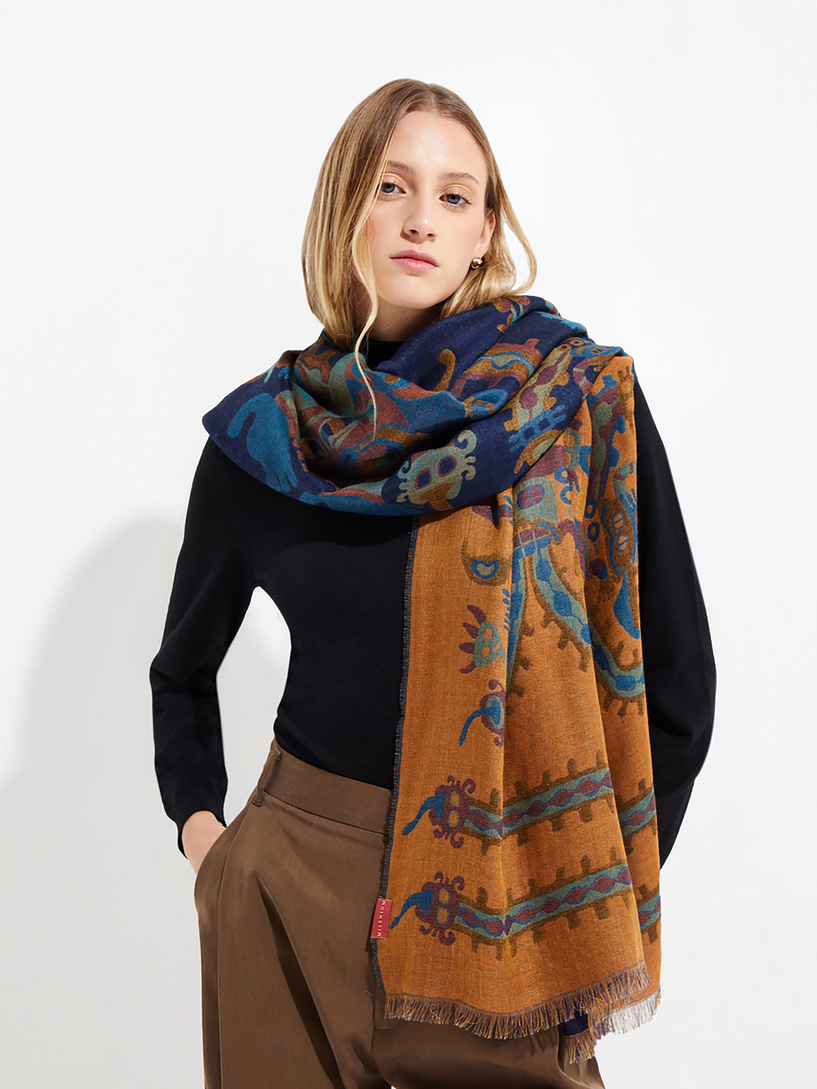 Nazca Stole - 34 Royal Alpaca Blue