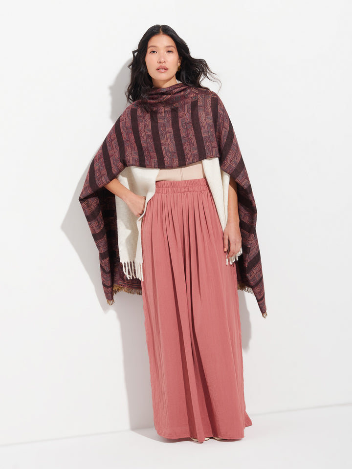 Paracas stole - 19 in royal alpaca and brown silk