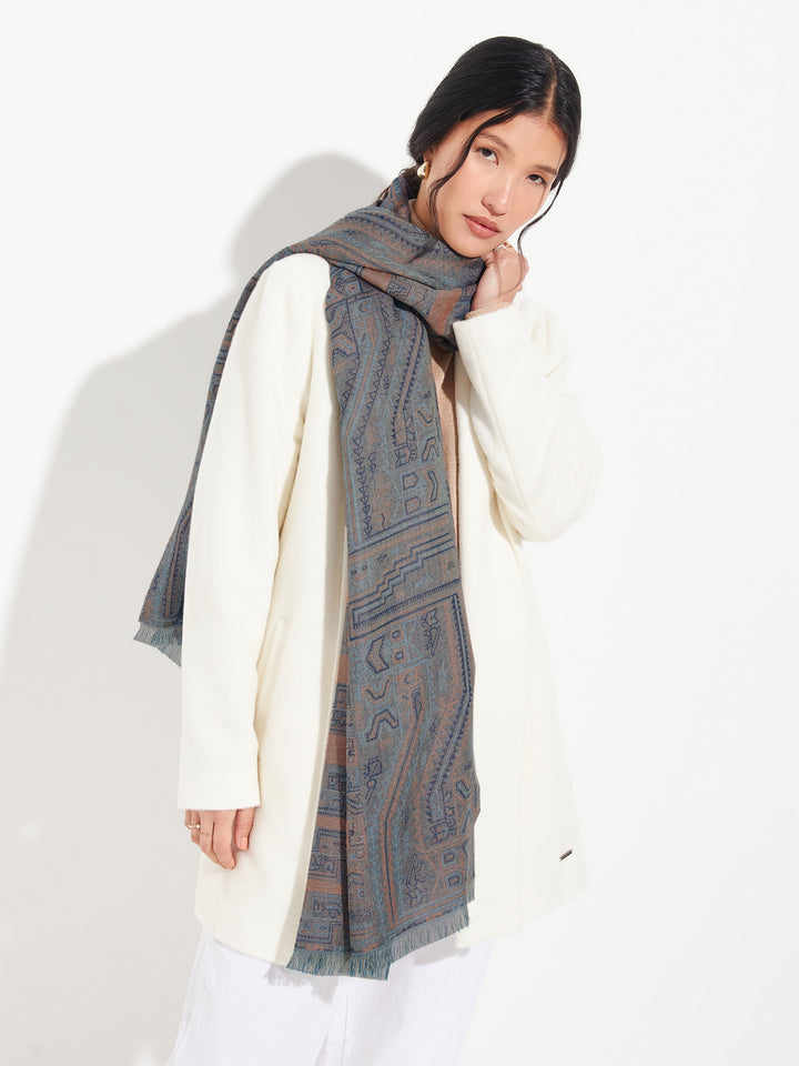 Paracas Stole - 19 Royal Alpaca And Silk Blue