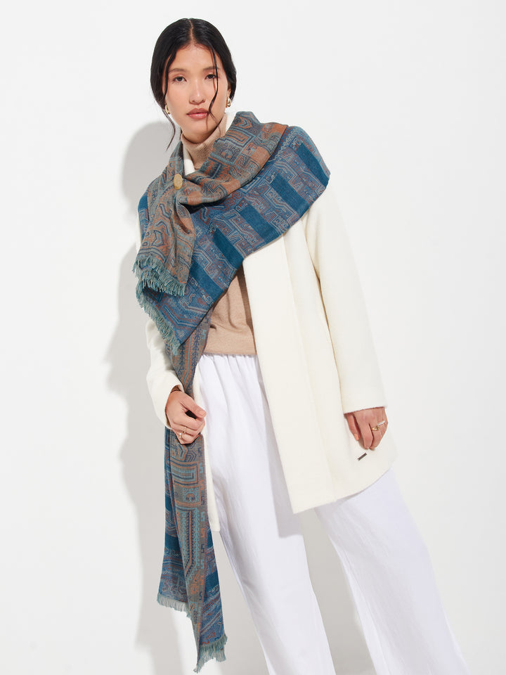 Paracas Stole - 19 Royal Alpaca And Silk Blue