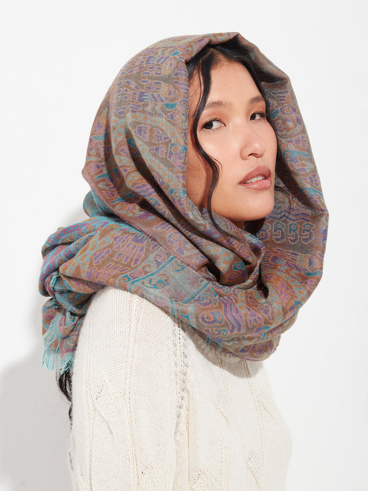 Lambayeque Stole - 8 Royal Alpaca and Silk Blue