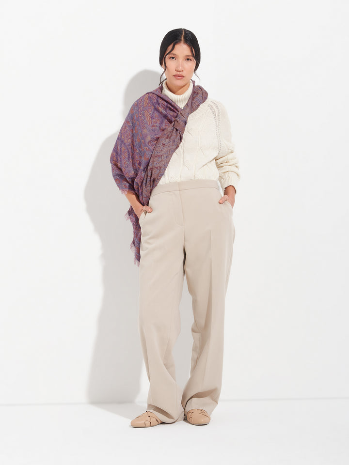 Lambayeque Scarf - 8 Royal Alpaca and Silk Red Color