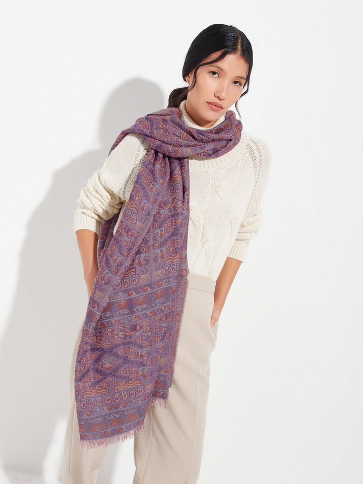 Lambayeque Scarf - 8 Royal Alpaca and Silk Red Color