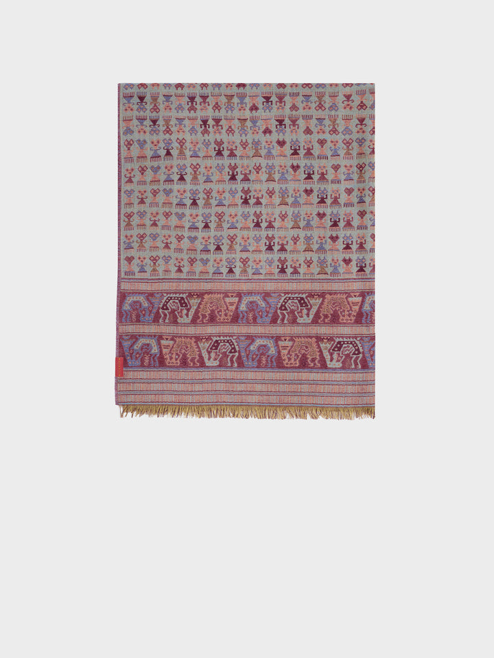 Lambayeque Stole - 9 Royal Alpaca and Silk Red Color