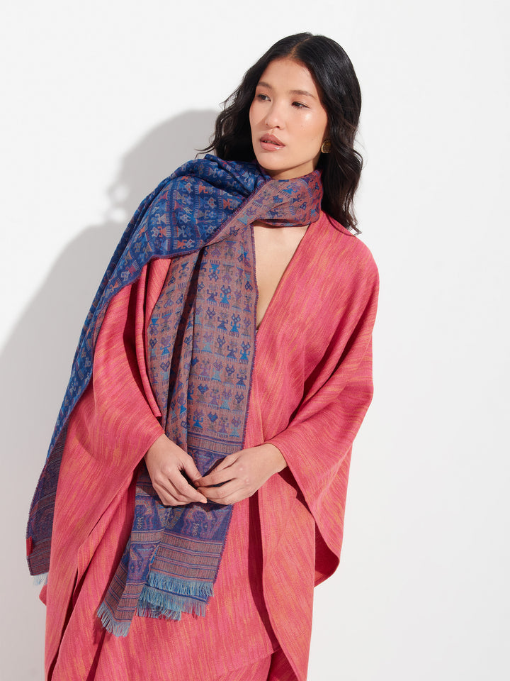 Lambayeque Stole - 9 Royal Alpaca and Silk Blue