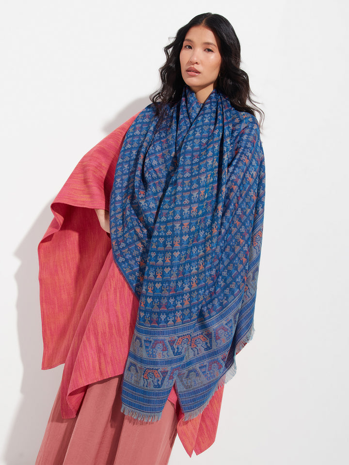 Lambayeque Stole - 9 Royal Alpaca and Silk Blue