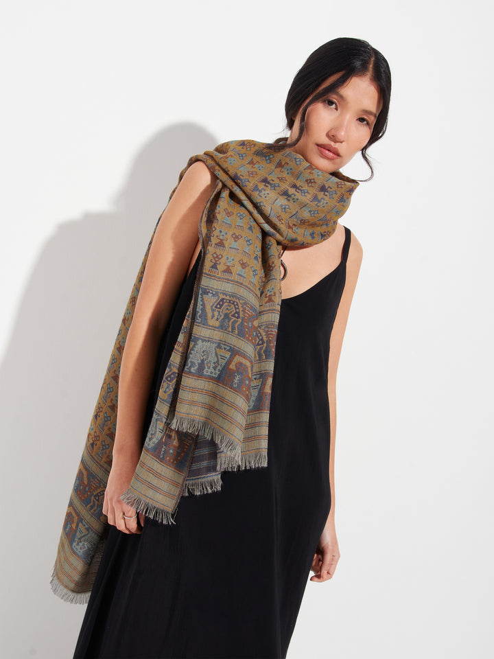 Lambayeque Scarf - 9 Royal Alpaca and Silk in Yellow