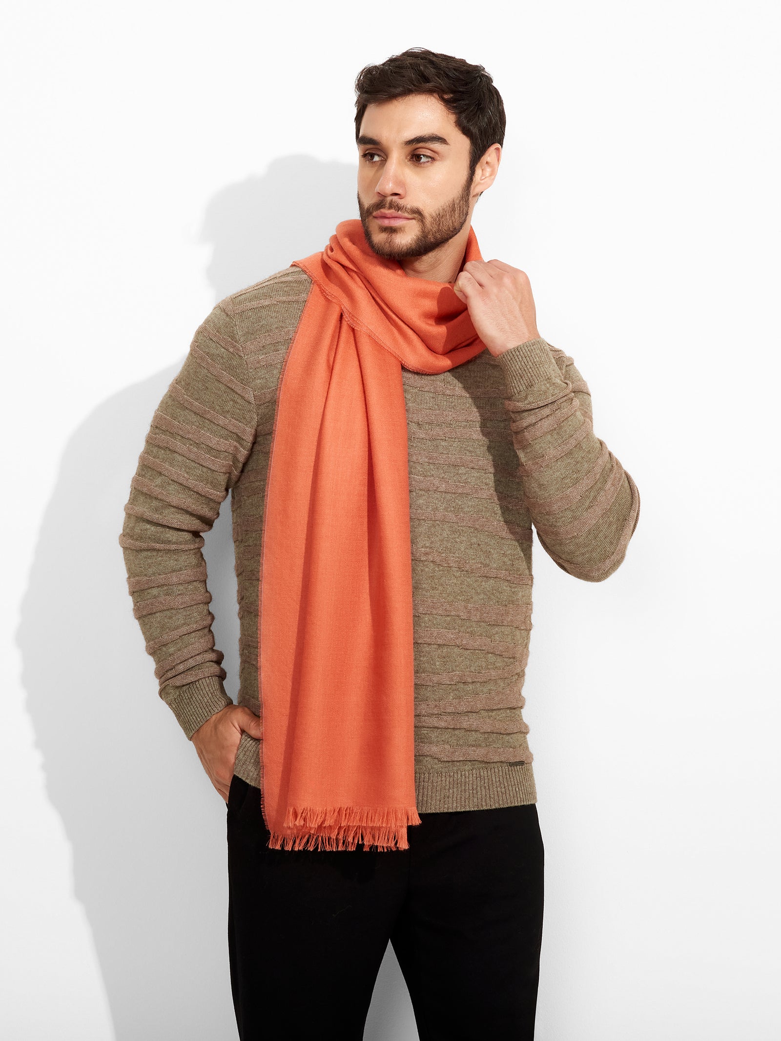 Estola Teaberry De Baby Alpaca Color Naranja