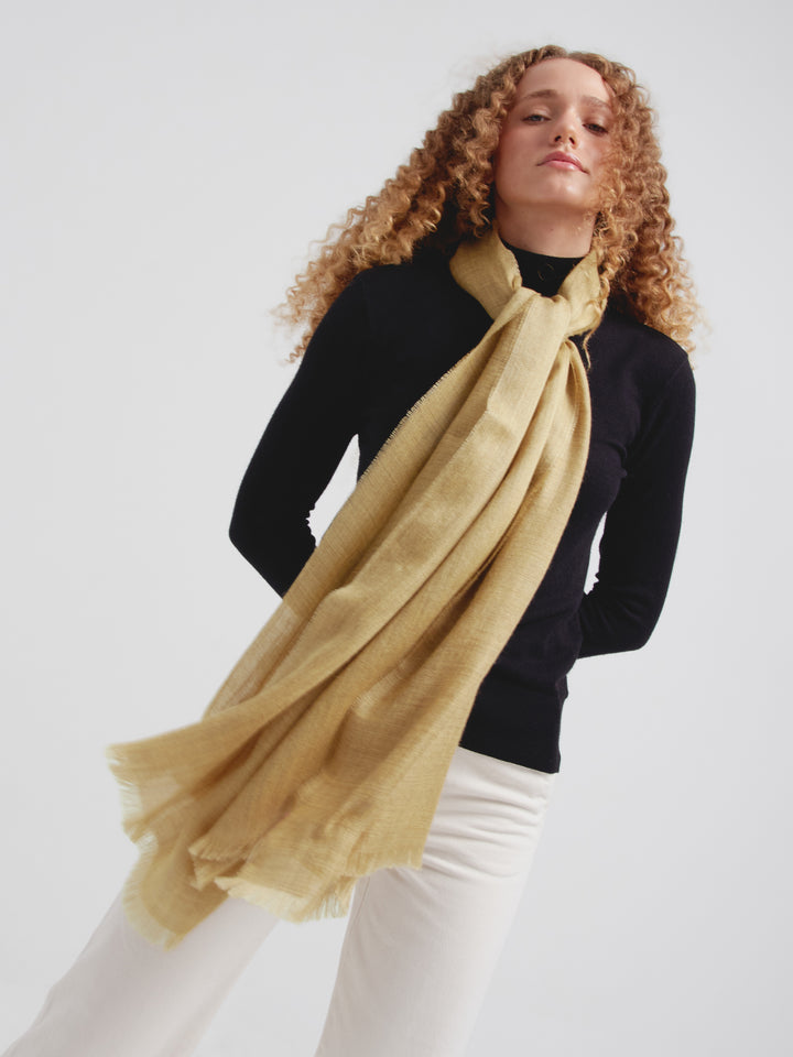 Yellow Baby Alpaca Teaberry Stole