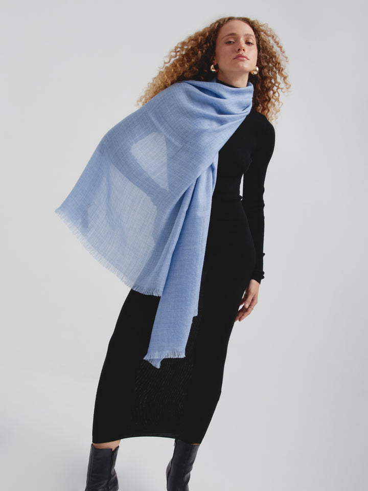 Baby Alpaca Teaberry Stole Sky Blue
