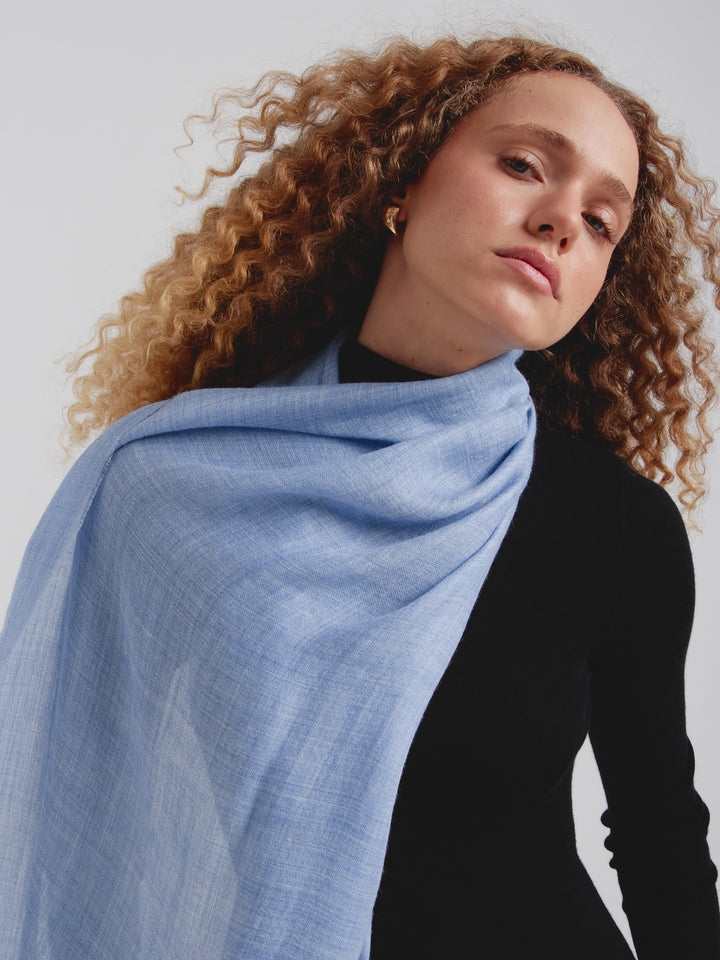 Baby Alpaca Teaberry Stole Sky Blue