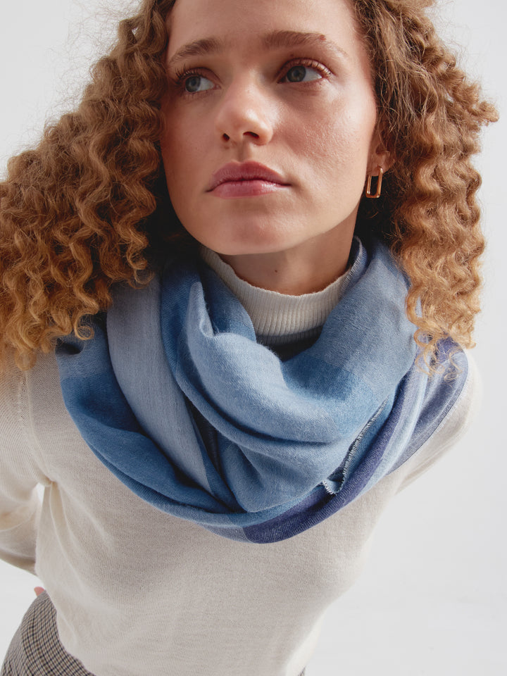 Baby Alpaca Mahogany Stole in Blue