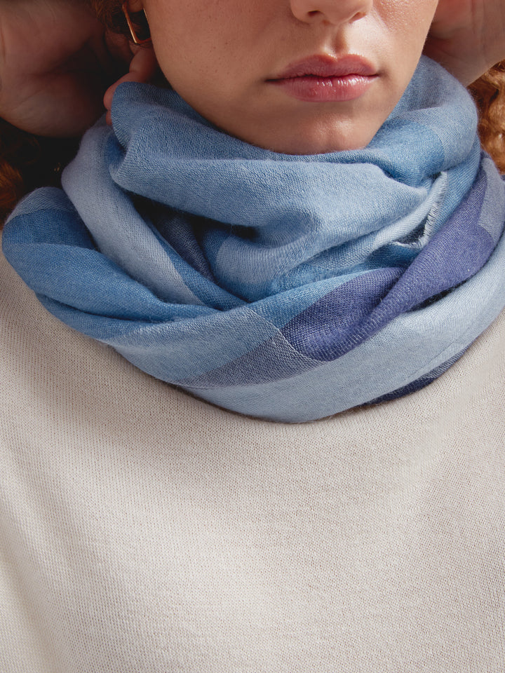 Baby Alpaca Mahogany Stole in Blue