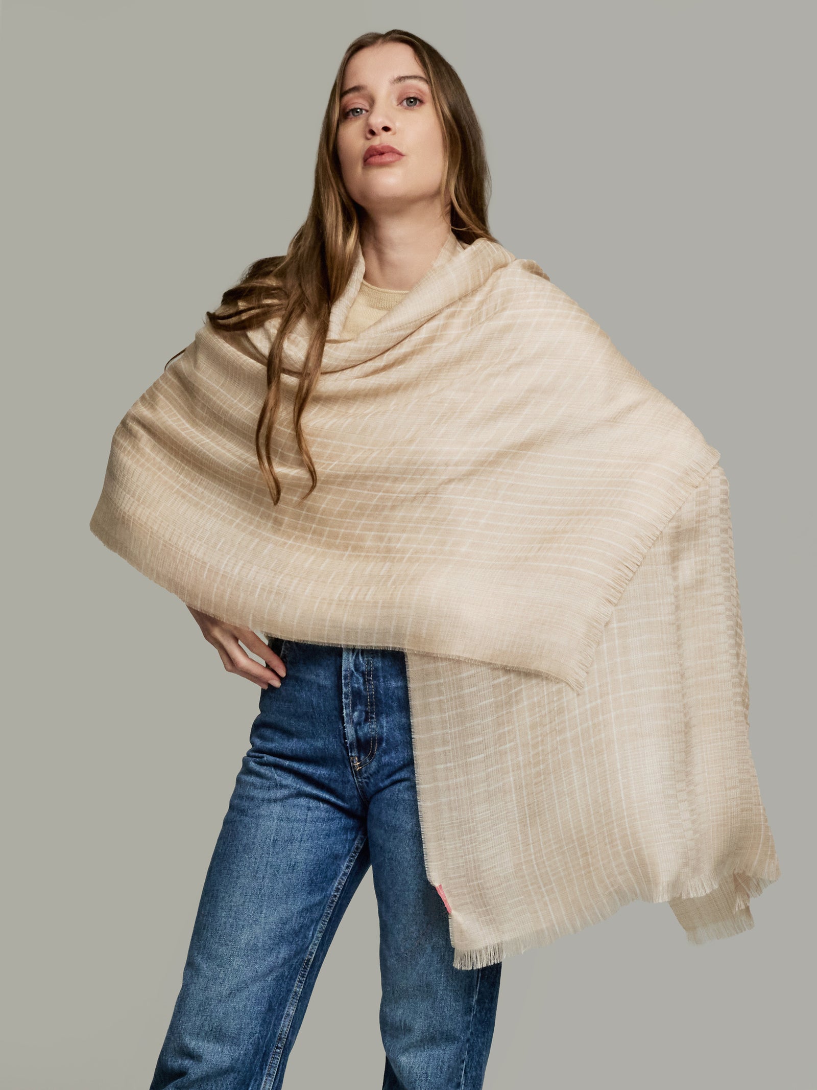 Vermondi Eco Stole Made of Baby Alpaca in Beige