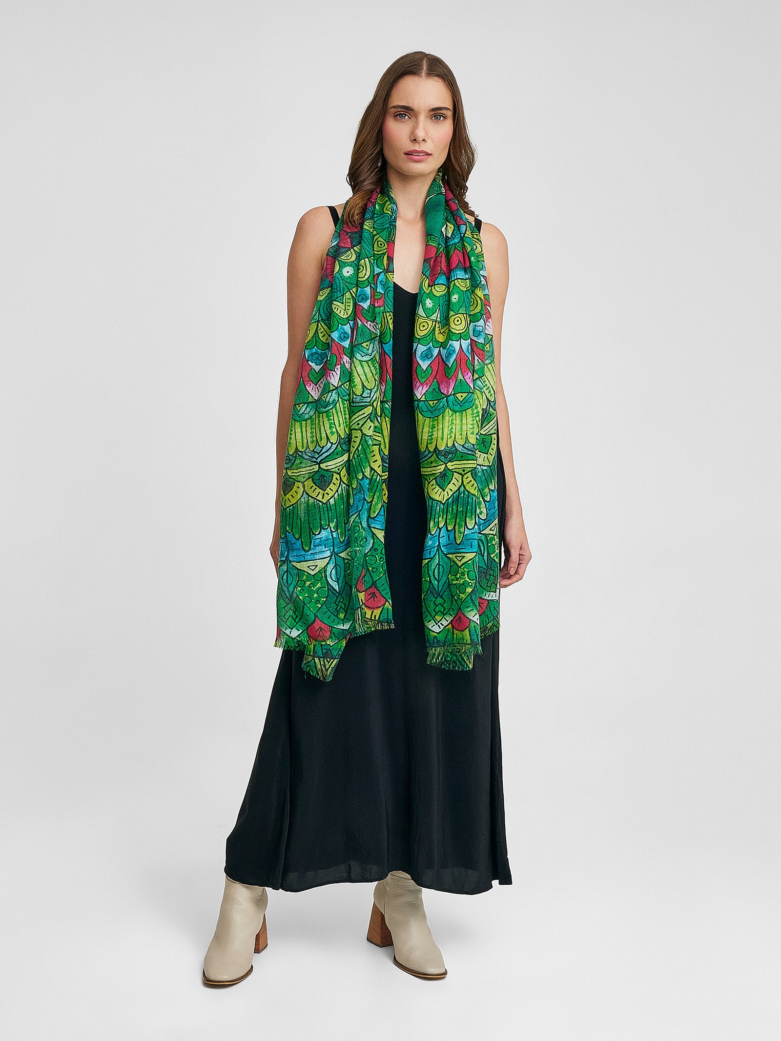 I Want to Talk About Baby Alpaca &amp; Silk Stole Multicolor