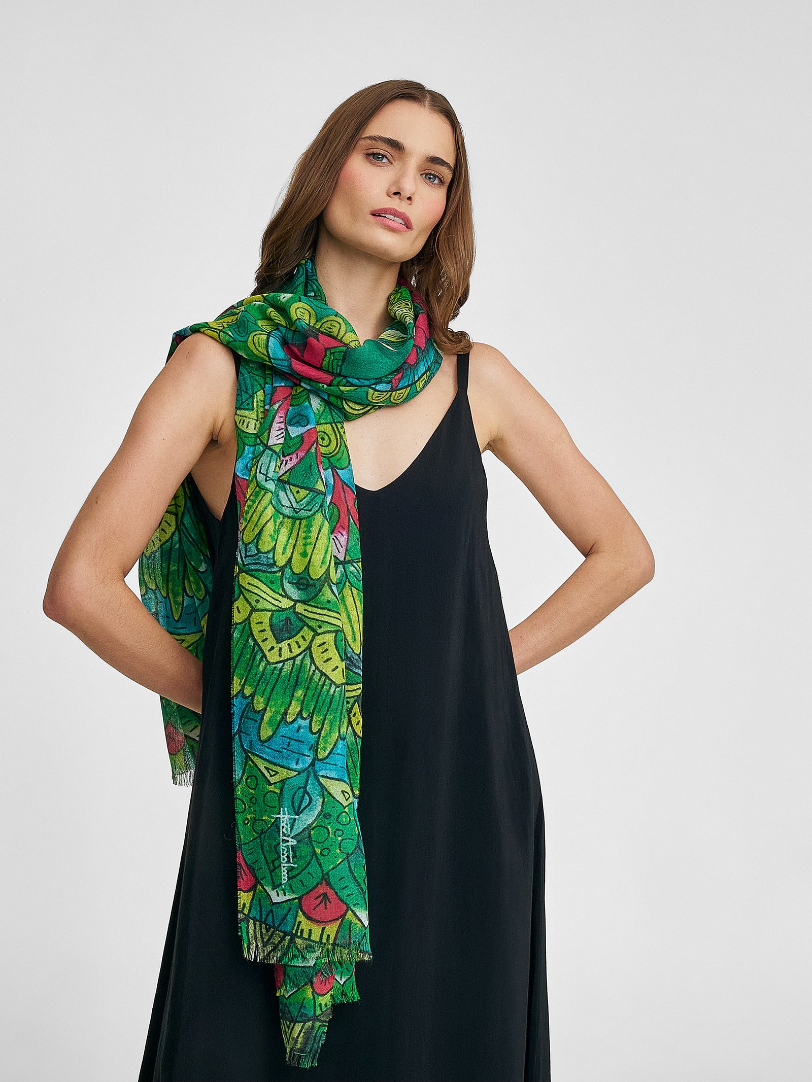 I Want to Talk About Baby Alpaca &amp; Silk Stole Multicolor